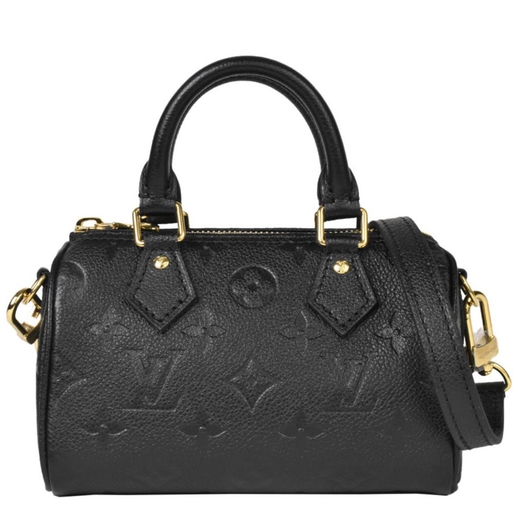 LOUIS VUITTON Monogram Empreinte Nano Speedy Black M82450 Women's Leather Bag